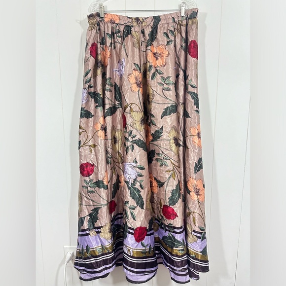 NEW Ashley Stewart Flare Skirt 3X Multicolor Floral Full Maxi pull on - Picture 1 of 9